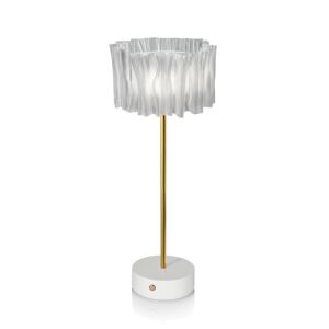 SLAMP lampe de table ACCORDEON BATTERY (Prisme et laiton avec base blanche - Lentiflex)