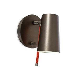 CONTARDI lampe murale applique UP (Bronze nickel brosse, interieur creme brillante - Metal et cable en soie orange)