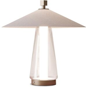 CONTARDI lampe de table ASIA MEDIUM (Satin nickel dore et coton blanc - Metal et tissu)