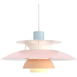 LOUIS POULSEN lampe a suspension PH 5 (Pastel bleu rose peche - Aluminium)