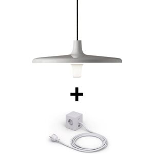 MARTINELLI LUCE lampe a suspension AVRO BLANC 3000K avec multiprise 3 Schuko et 2 USB