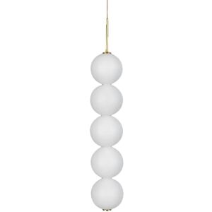 TERZANI lampe a suspension ABACUS 5 spheres dimmer DALI (Rosace blanche - Verre blanc satine et metal)