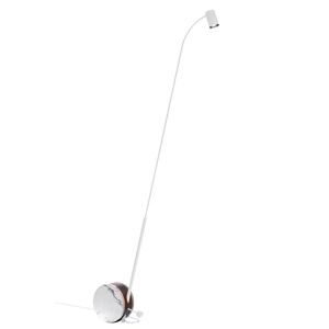 LUMEN CENTER lampadaire CHIOCCIOLA (Blanc Opaque - Noyer Canaletto, acier et marbre blanc de Carrare)