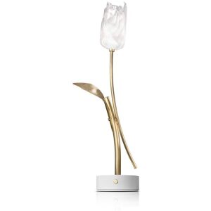 SLAMP lampe de table TULIP BATTERY (Base blanche - Lentiflex® et aluminium anodise)