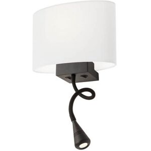 REDO GROUP lampe murale applique ENJOY avec bras flexible LED (Blanc - Metal et tissu noir satine)