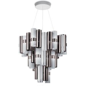 SLAMP lampe a suspension LA LOLLO XL (Pewter / White - Cristalflex® / Lentiflex® / Pewterflex® brosse)