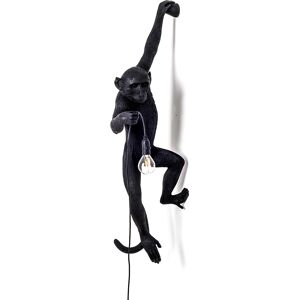 SELETTI lampe murale applique MONKEY LAMP à LED BLACK EDITION (Noir, accroché à gauche - Résine)