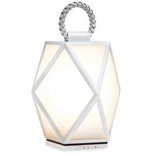 CONTARDI lampe de table / lampadaire MUSE BATTERY OUTDOOR pour exterieur (Small blanc perle - acrylique, metal et Cuir)