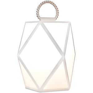 CONTARDI lampe de table / lampadaire MUSE BATTERY OUTDOOR pour exterieur (Medium blanc perle - acrylique, metal et Cuir)