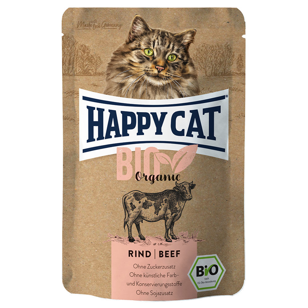 12x85g Happy Cat Bio b?uf bio - Pâtée pour chat