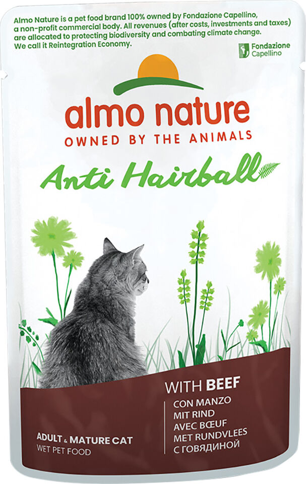 12x70g Anti Hairball b?uf Almo Nature Holistic - Pâtée pour chat