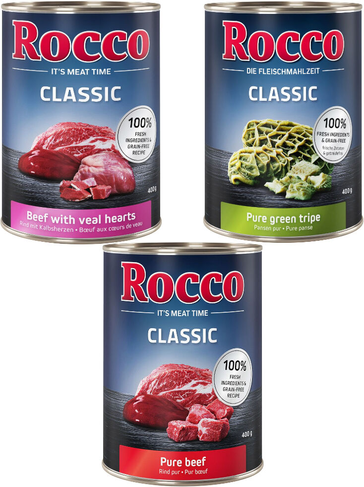 6x400g Rocco Classic lot mixte au b?uf - Pâtée pour chien