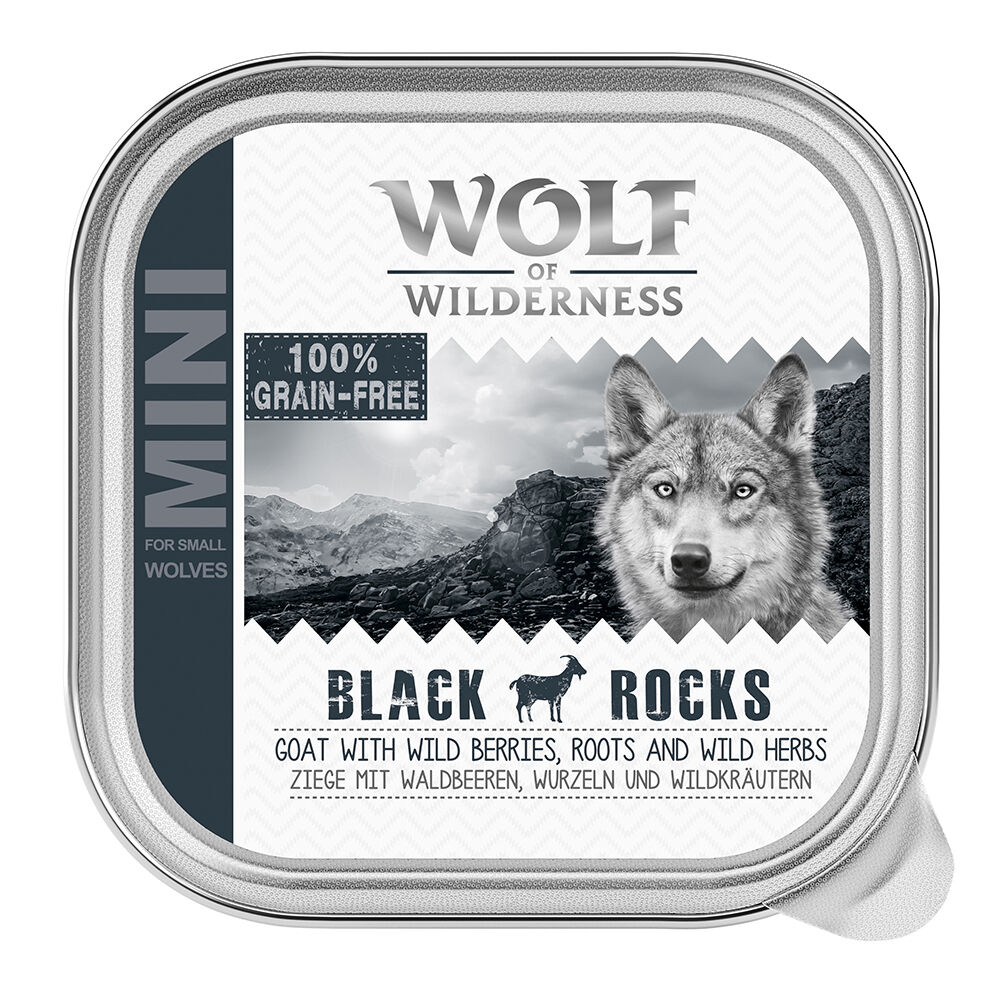 6x150g Wolf of Wilderness Adult Black Rocks chèvre - Pâtée pour chien