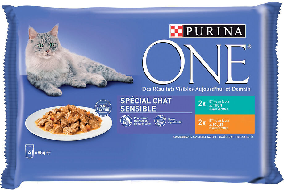 24x85g Purina One Chat Sensible poulet, thon - Pâtée pour chat