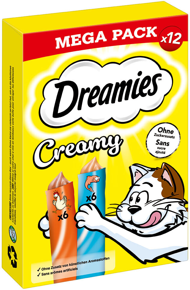 Catisfactions Creamy Snacks pour chat - poulet, saumon (84 x 10 g)