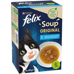 6x48g Felix Soup selection de poissons - Patee pour chat