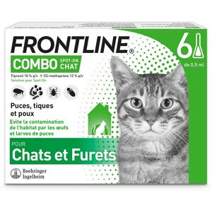 6 x Combo Frontline® Spot-on Chat - 6 pipettes contre puces, tiques et poux