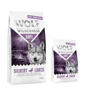 12kg Soft Silvery Lakes poulet, canard Wolf of Wilderness - Croquettes pour chien + 2 kg offerts !
