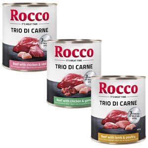 6x800g Rocco Trio de viandes, 3 varietes - Patee pour chien