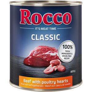 12x800g Classic bœuf, cœurs de volaille Rocco - Nourriture pour chien