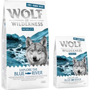 Croquettes Wolf of Wilderness sans cereales 12 kg + 2 kg offerts ! - Explore The Blue River Mobility poulet eleve en liberte, saumon