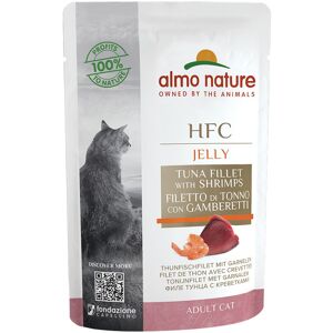 6x55g Almo Nature HFC Jelly filets de thon, crevettes - Patee pour chat