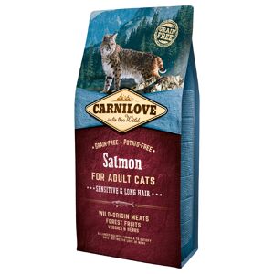 6kg Adult Sensitive and Long Hair saumon Carnilove Croquettes pour chat