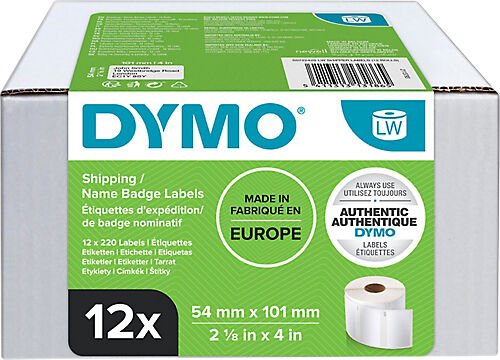 DYMO Etiquettes d'expédition DYMO LabelWriter LW Blanc 101 x 54 mm 12 Rouleaux de 220 Étiquettes