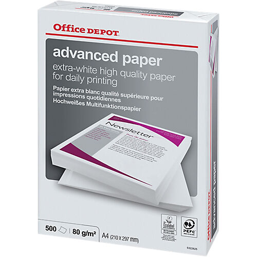 Office Depot Papier Office Depot A4 80 g/m² Blanc Advanced - 500 Feuilles