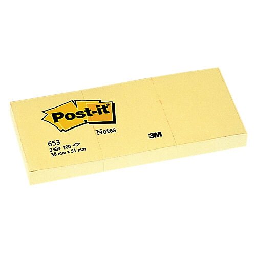 Post-it Notes adhésives Post-it 51 x 38 mm Classique Jaune - 12 Unités de 100 Feuilles
