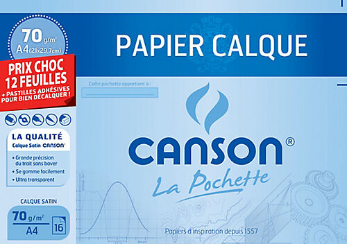 Canson Papier calque Canson A4 70 g/m² - 12 Feuilles