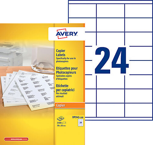 Avery Étiquettes Avery DP245-100 Blanc 35 x 70 mm 100 Feuilles de 24 Étiquettes