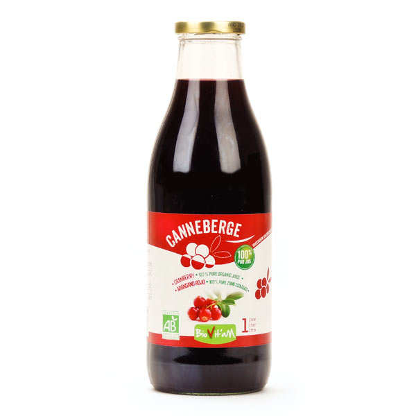 Biovitam 100% pur jus de canneberge bio (cranberry) - Bouteille verre 1L