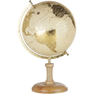 Maisons du Monde Globe terrestre carte du monde beige et doree pied en bois de manguier