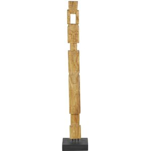 Maisons du Monde Statue totem personnages en bois de teck grave sur base noire H120