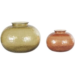 Maisons du Monde Vases en verre recycle orange et vert (x2)