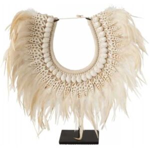 LANADECO Collier coquillages et plumes blanc H47cm