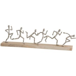 LANADECO Statue 6 coureurs aluminium/bois argent/naturel L67cm