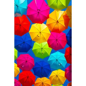 Hexoa Tableau ciel de parapluies imprime sur toile 80x120cm