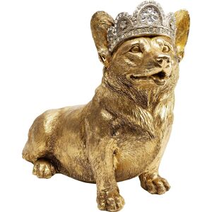 Kare Design Statuette chien corgi couronne assis en polyresine doree