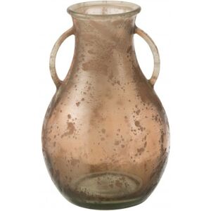 LANADECO Vase bouteille 2 anses verre marron H32cm