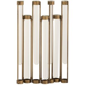 LANADECO Vase 7 tubes en metal or et verre H39cm