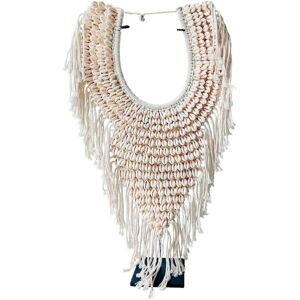 My Bliss Home Collier decoratif en macrame et coquillages, blanc L30 x H65 cm