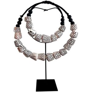 My Bliss Home Collier en coquillages leopard, blanc/marron D32 cm