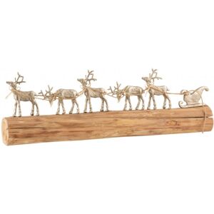 LANADECO Rennes et luges en aluminium argent et bois de manguier L29cm