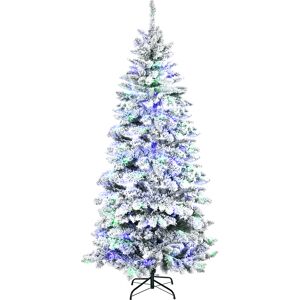 Homcom Sapin de Noel artificiel enneige lumineux 250 LED multicolores H2,1 m