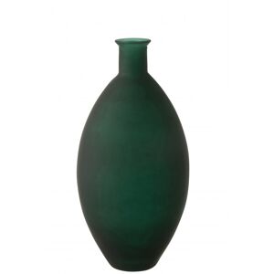 LANADECO Vase ovale en verre vert 28x28x58 cm