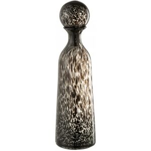 LANADECO Bouteille + bouchon pois decorative haut verre noir H44,5cm