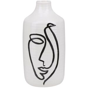 Beliani Gres Vase a fleurs 22 Blanc Noir