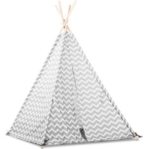 Beeloom Tente tipi pour enfants en bois naturel et polyester blanc et gris